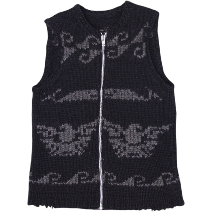 Vintage Mens Patterned Full Zip Wool Knit Vest Size L | Migration_Vests | Fashion Rerun