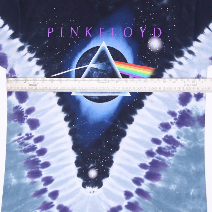 Mens 2005 Liquid Blue Pink Floyd "Dark Side Of The Moon" Tie-Dye Band T-Shirt L