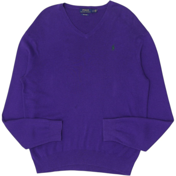 Mens Polo Ralph Lauren Purple V-Neck Pima Cotton Sweater | Migration_Knitwear & Sweaters RL Collection | Fashion Rerun