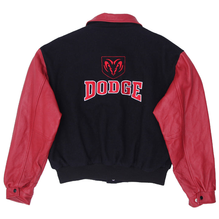 Vintage Dodge Leather / Wool Varsity Jacket Size L, Black Red - Fashion Rerun Vintage Migration_Jacket