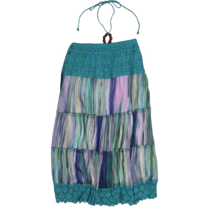 Y2K Ladies Papillon Watercolor Stripe Convertible Halter Dress