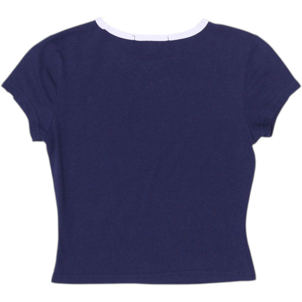 Y2K Ladies 1996 Striped Graphic Crop Top Size M | Migration_Y2K Tops - Side View | Fashion Rerun