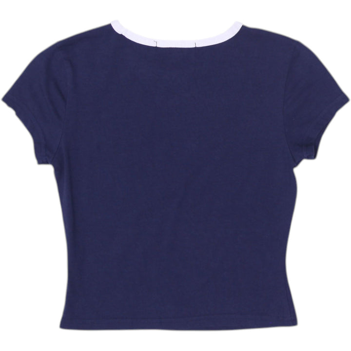 Y2K Ladies 1996 Striped Graphic Crop Top Size M | Migration_Y2K Tops - Side View | Fashion Rerun