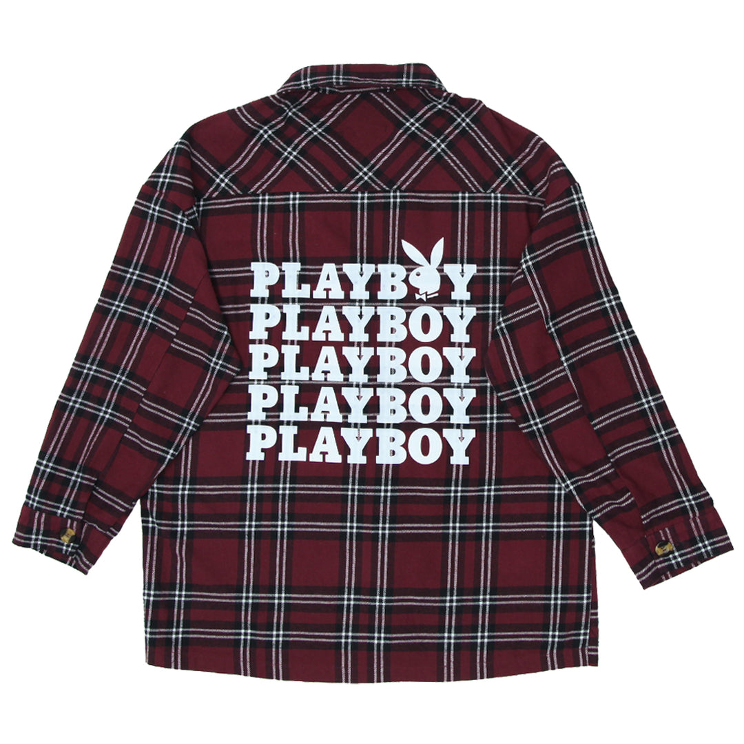 Mens Playboy Red Flannel Long Sleeve Shirt - Fashion Rerun Vintage Migration_Shirt