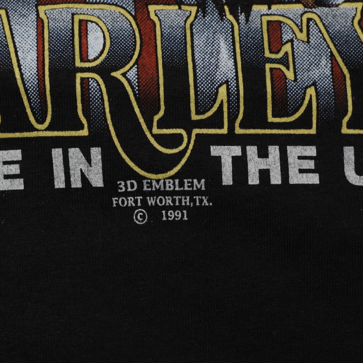 Vintage 1991 Harley Davidson "3D Emblem" Black Eagle Graphic T-Shirt Made In USA | Migration_T-Shirts - Detai | Fashion Rerun