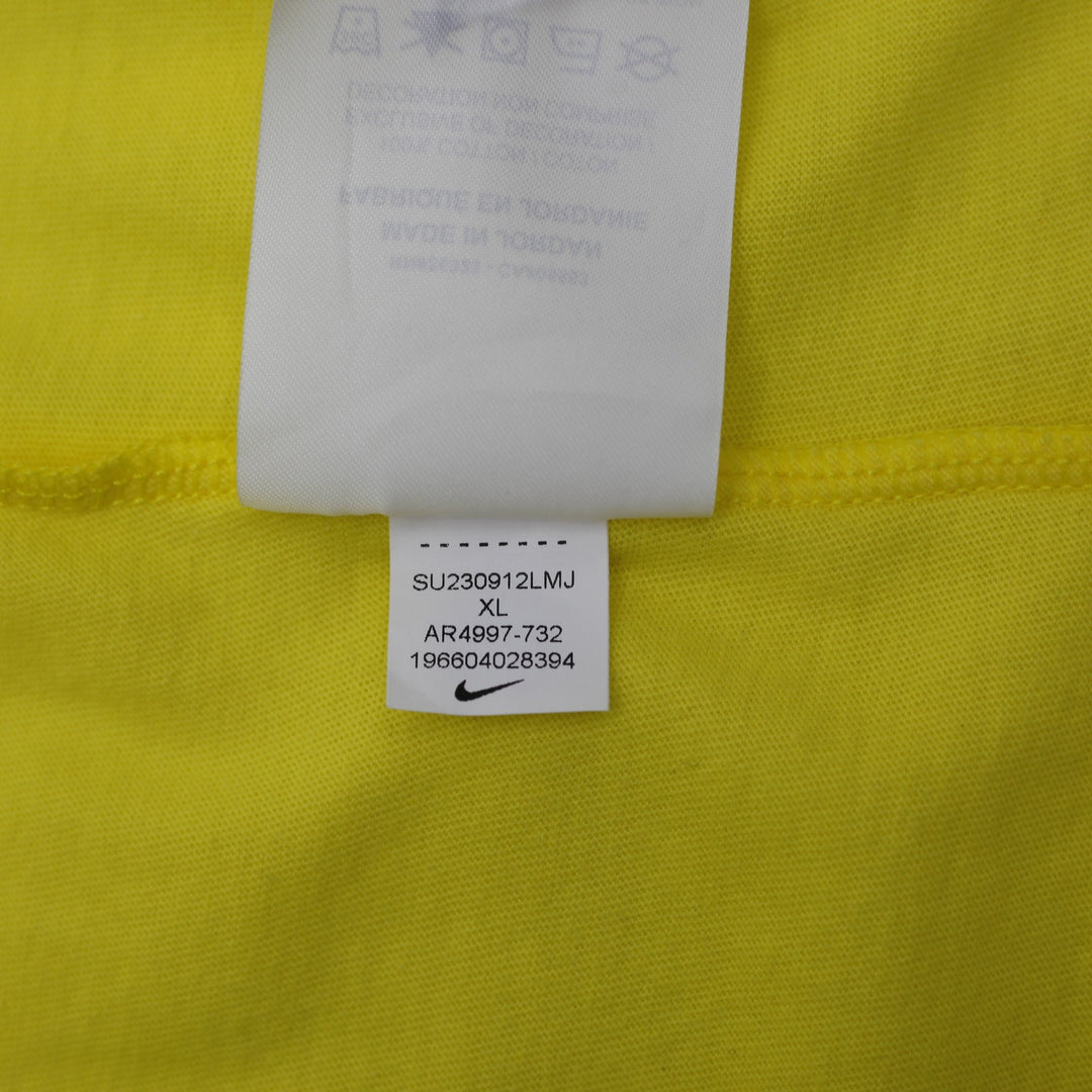 Mens Embroidered Nike Logo Yellow Crewneck T-Shirt Size XL