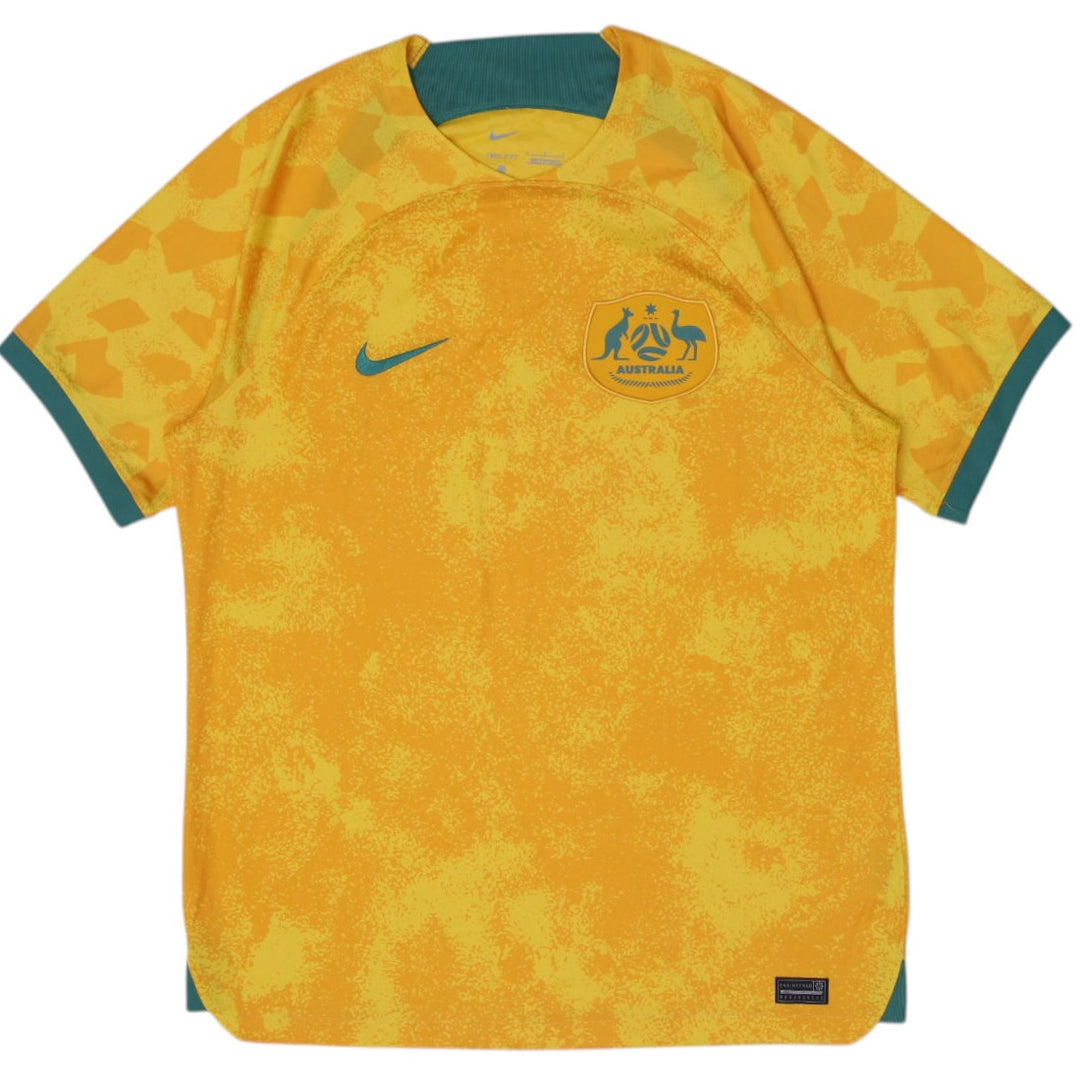 Mens Nike Australia 2022-23 Home Football Shirt Jersey Nike Gold Yellow Size L