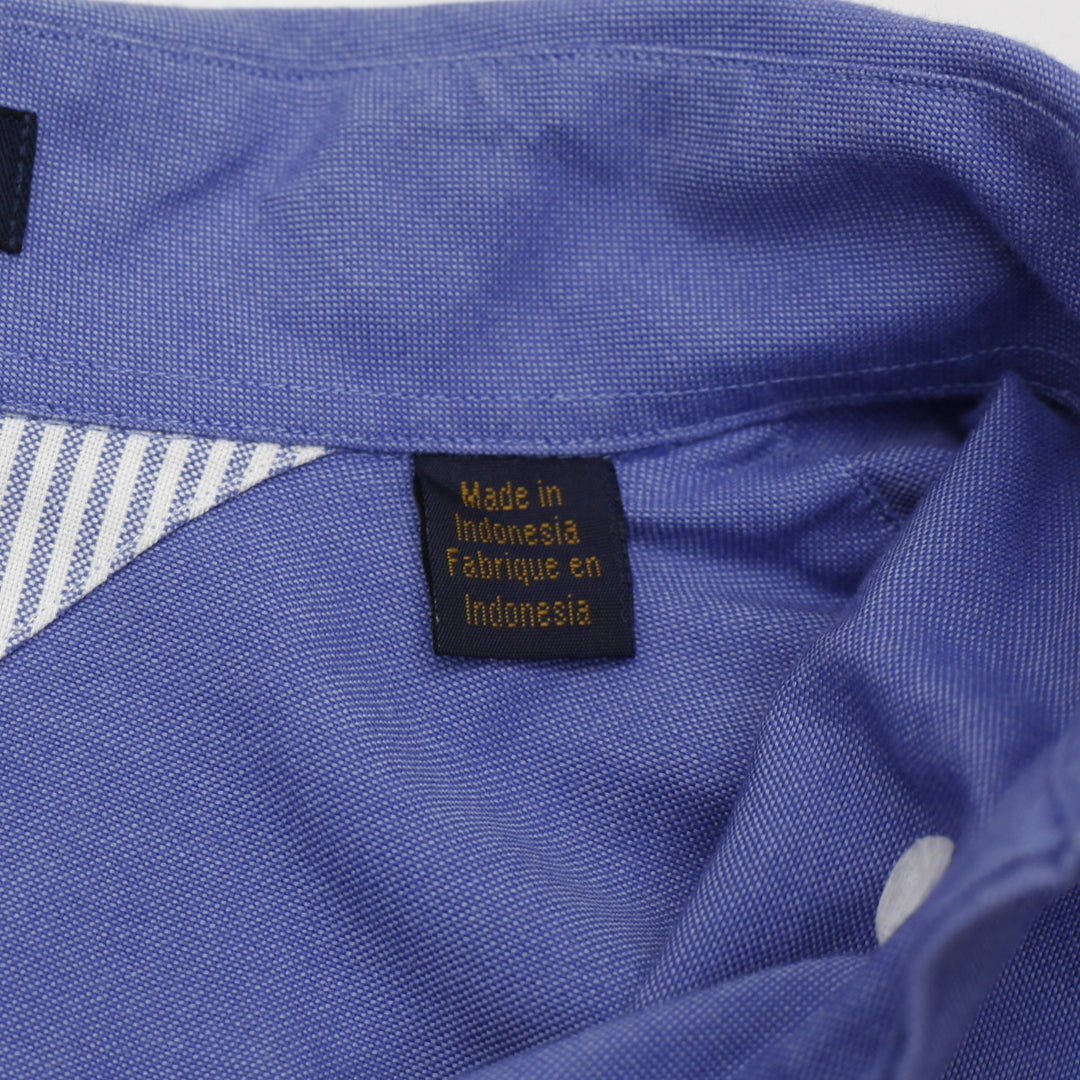 Mens Tommy Hilfiger Shirt Blue Embroidered Cotton Long Sleeve