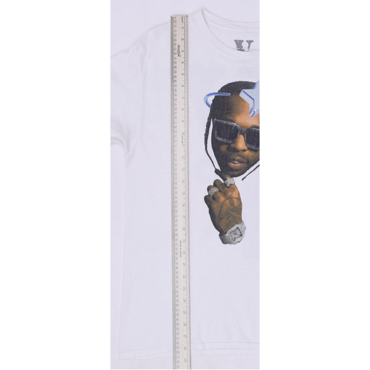 Mens Pop Smoke Large Vlone Halo Rap Graphic Tee White Hip Hop T-Shirt