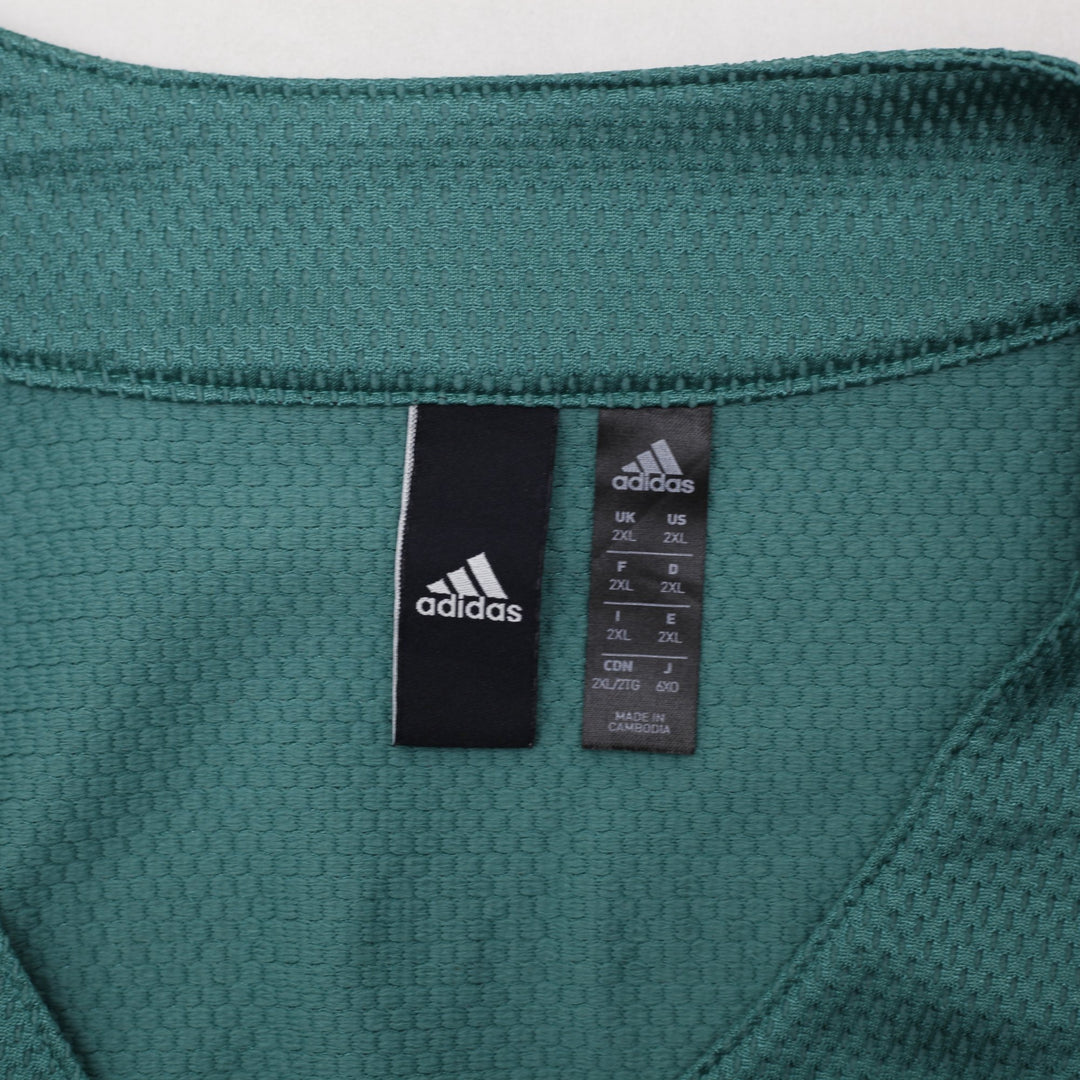 Mens Adidas Baseball Jersey Green Button Up Short Sleeve Logo | Migration_Jerseys - Back View | Fashion Rerun