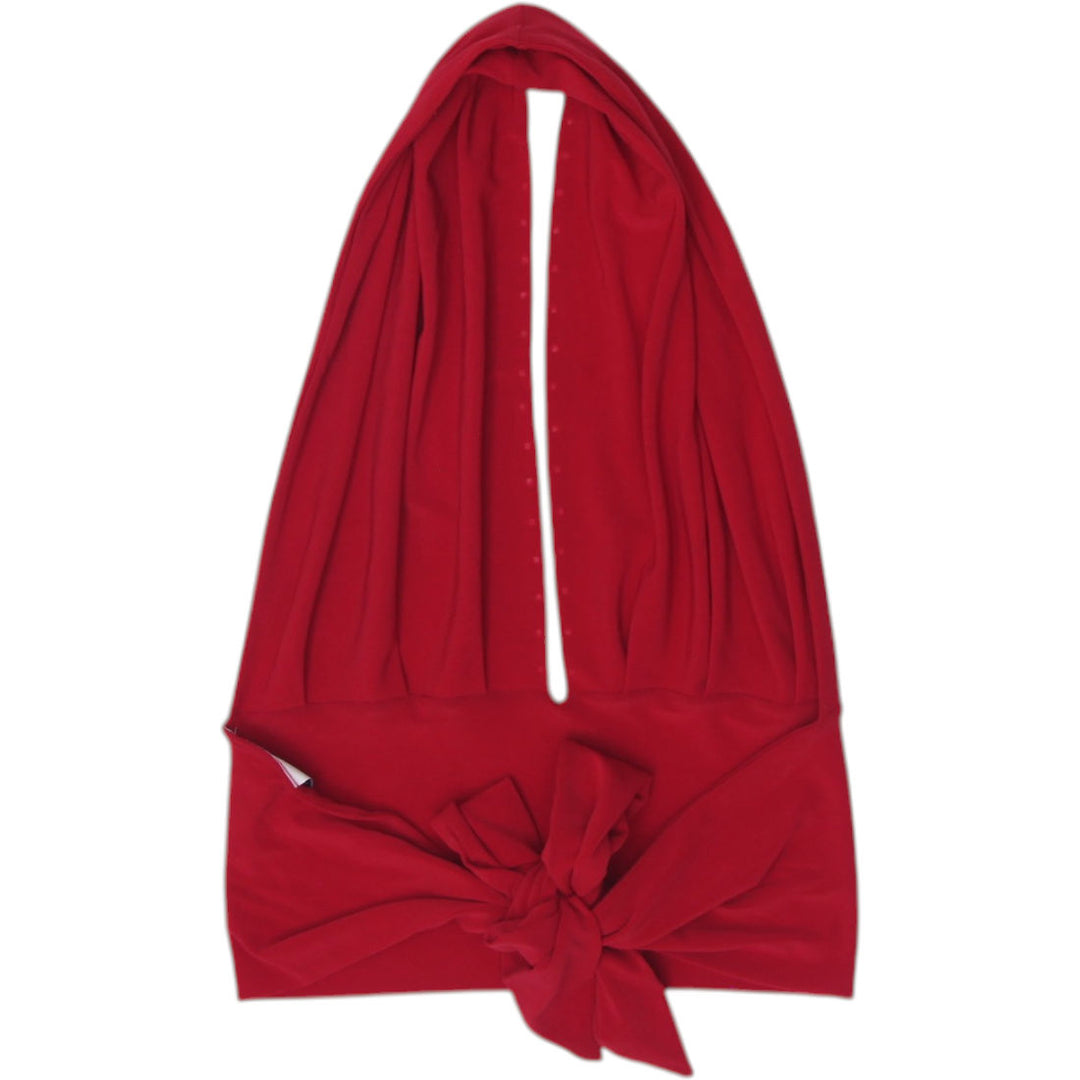 Y2K Ladies Cheryl Creations Red Ruched Halter Top with Stud Detail
