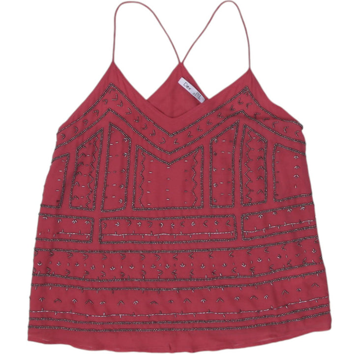 Y2K Ladies Embroidered Boho Chic Red Strappy Tank Top Size M | Migration_Tops | Fashion Rerun