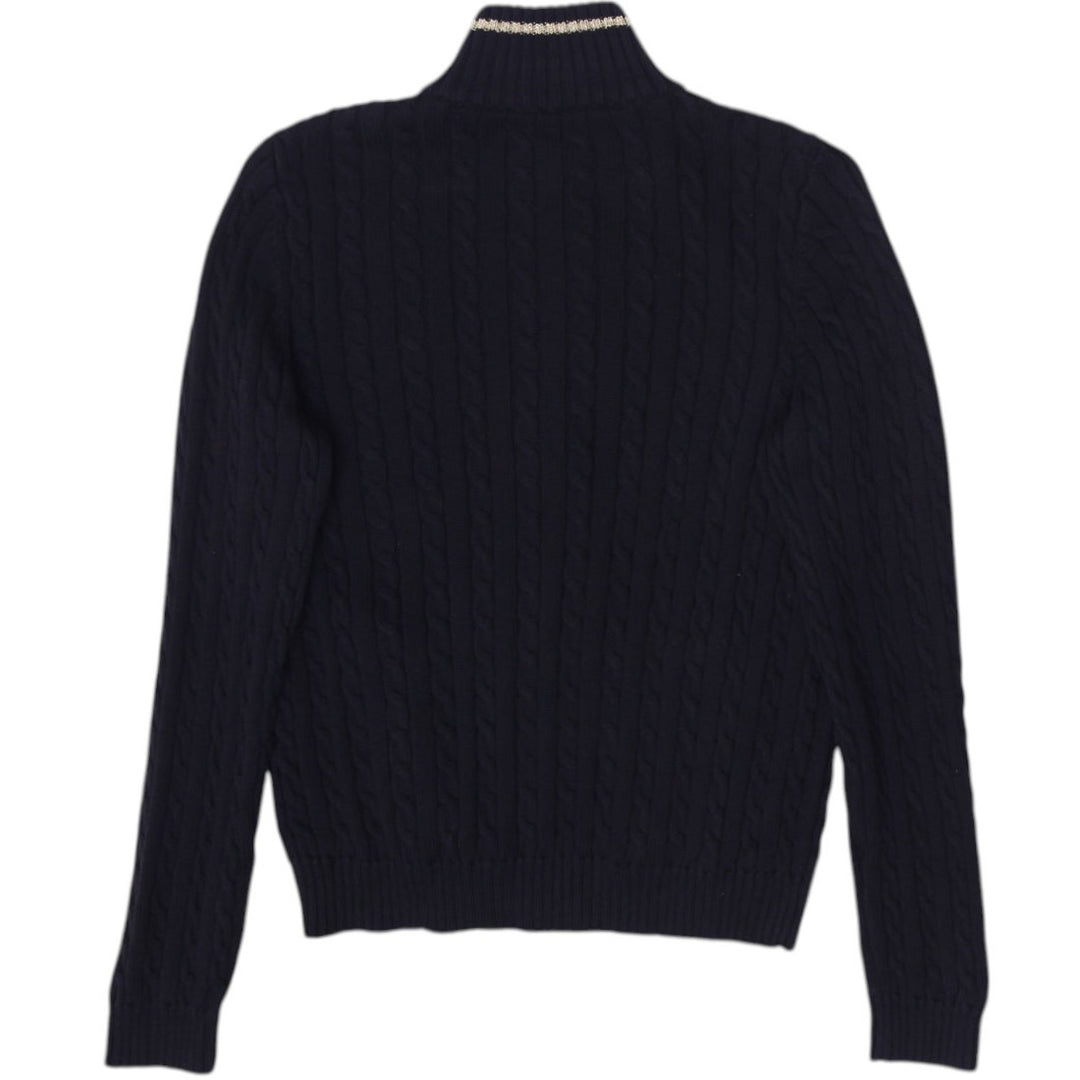 Ladies Lauren Ralph Lauren Navy Cable Knit Full Zip Cardigan Size M | Migration_Knitwear & Sweaters - Side Vi | Fashion Rerun