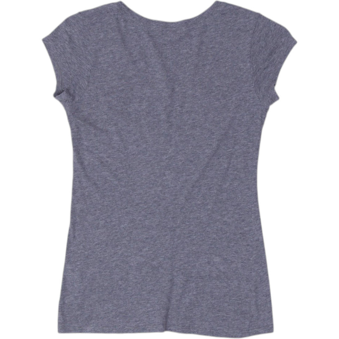 Y2K Ladies Guess Sparkle T-Shirt Gray V-Neck Short Sleeve