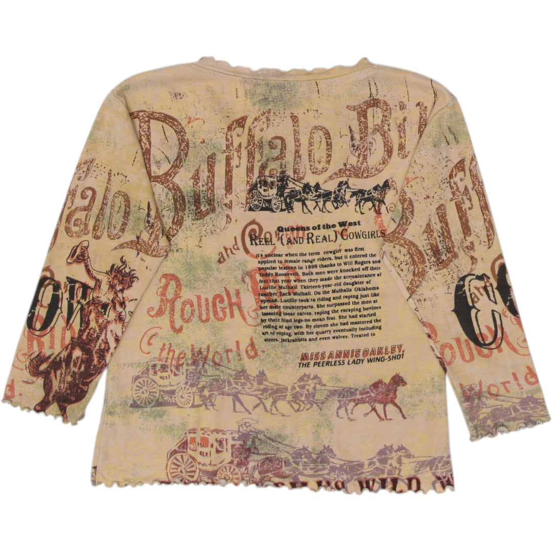 Y2K Cowboy Graphic Top Size S | Migration_Y2K Tops - Side View | Fashion Rerun