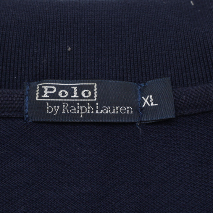 Mens Ralph Lauren Navy Textured Piqué Mesh Long Sleeve with Ribbed Cuffs Size L