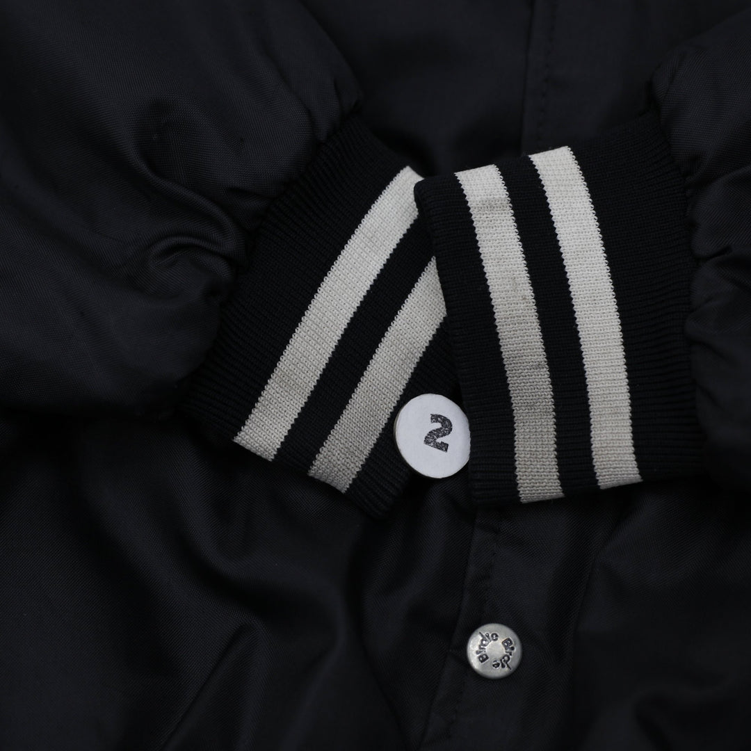 Vintage Mens Birdie Raiders Jacket Black Embroidered Football Made In USA
