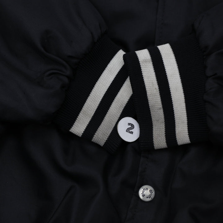 Vintage Mens Birdie Raiders Jacket Black Embroidered Football Made In USA