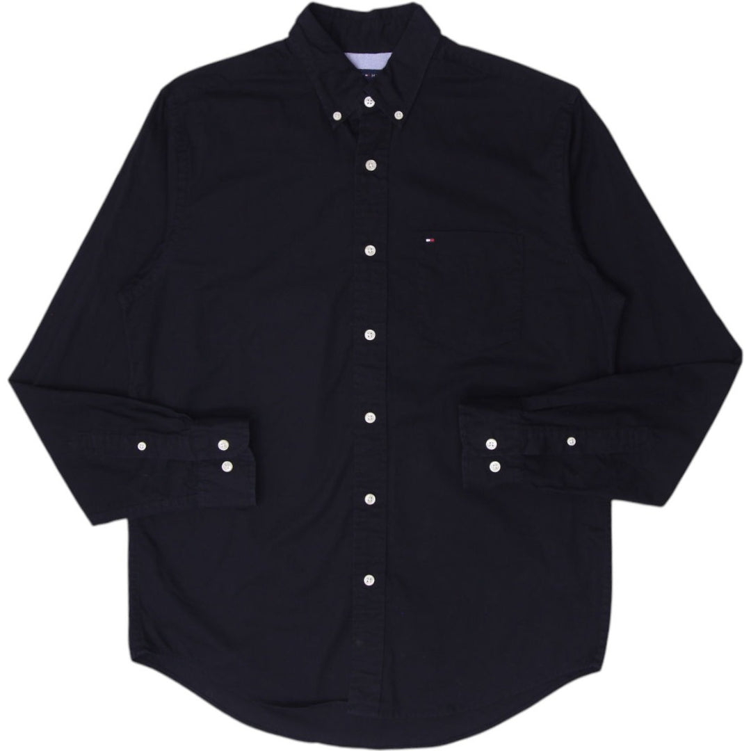 Mens Tommy Hilfiger Classic Fit Black Button Down Long Sleeve Shirt Size S