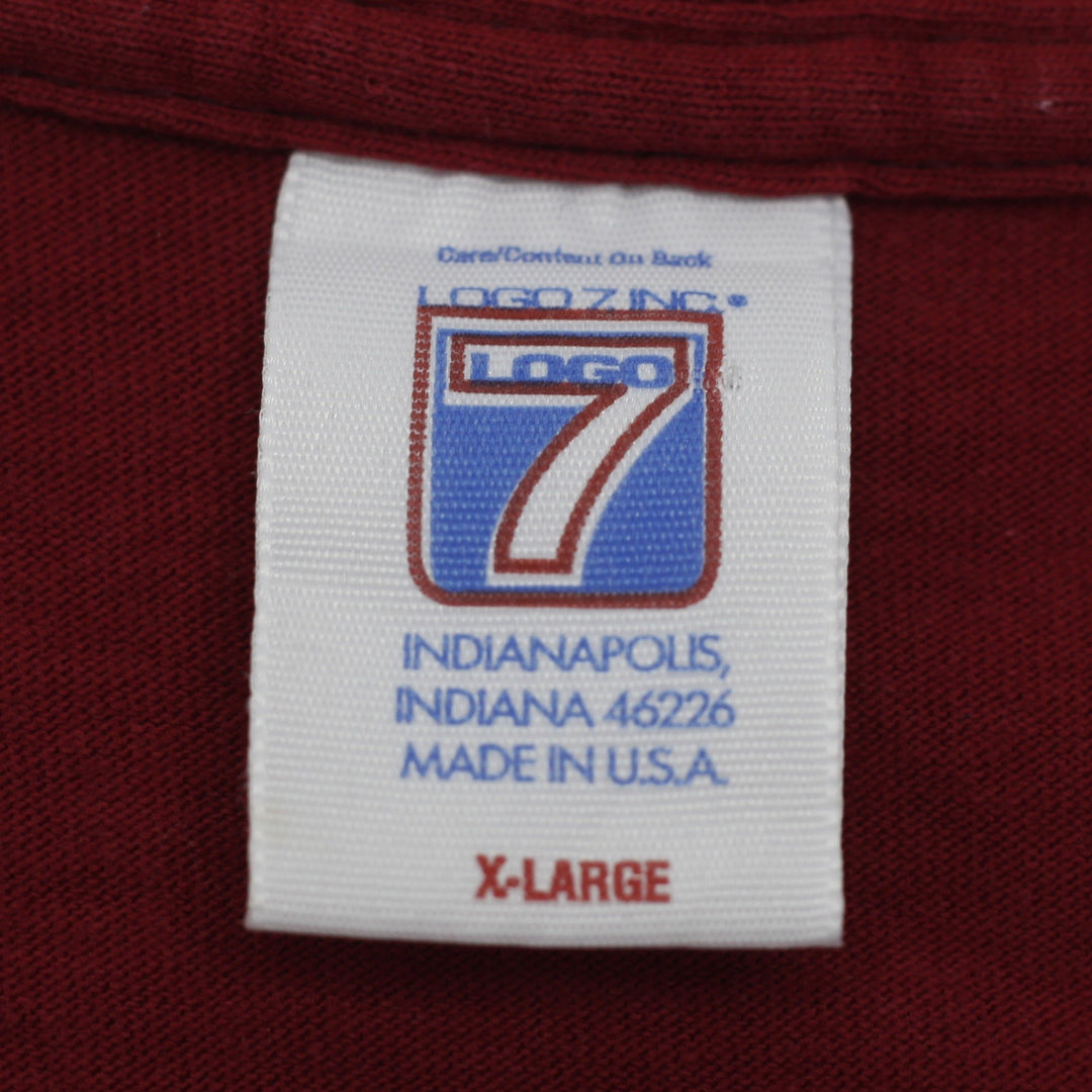 Vintage Mens Logo 7 NFL Maroon Super Bowl Graphic T-Shirt S.Stitch Size XL