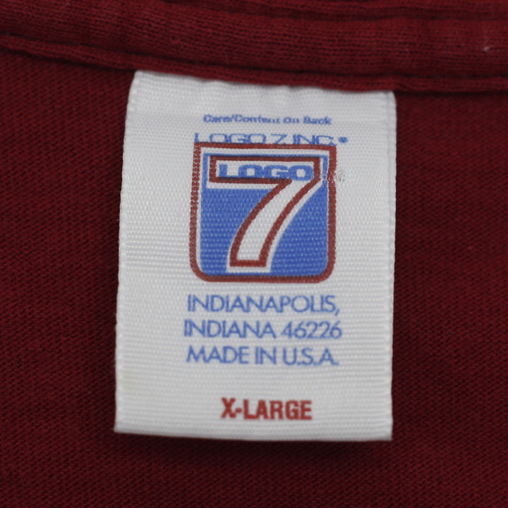 Vintage Mens Logo 7 NFL Maroon Super Bowl Graphic T-Shirt S.Stitch Size XL