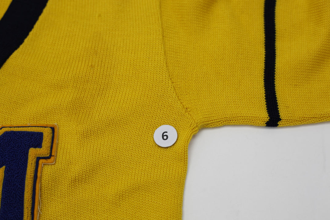 Vintage Mens Holzapfel Bros Sweater Yellow Black Knit Letterman | Migration_Jumper & Knitwear - View 9 | Fashion Rerun