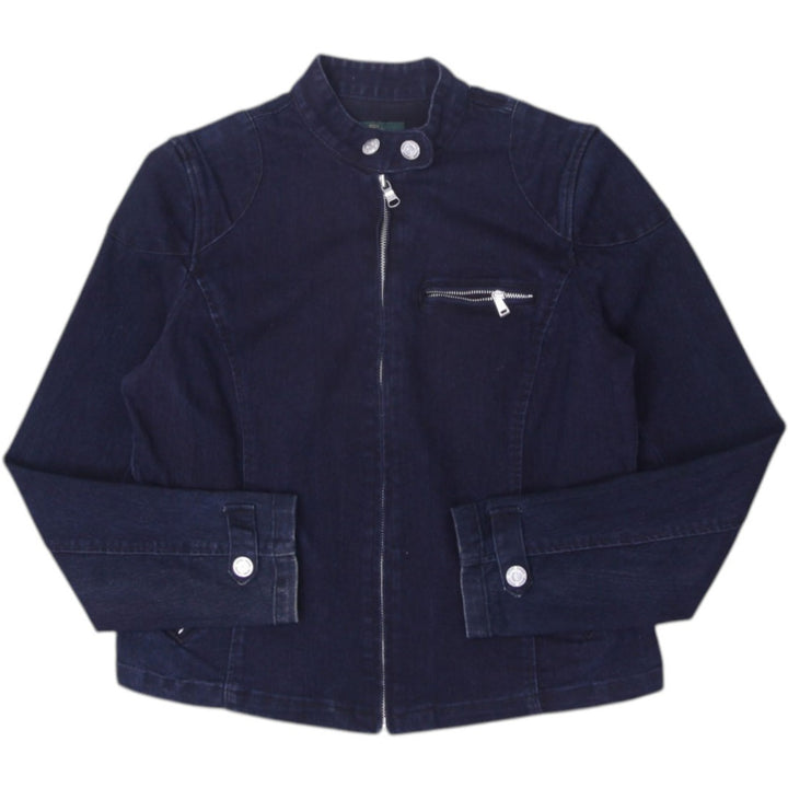 Ladies Ralph Lauren Navy Zip Up Denim Trucker Jacket L | Migration_Jackets | Fashion Rerun