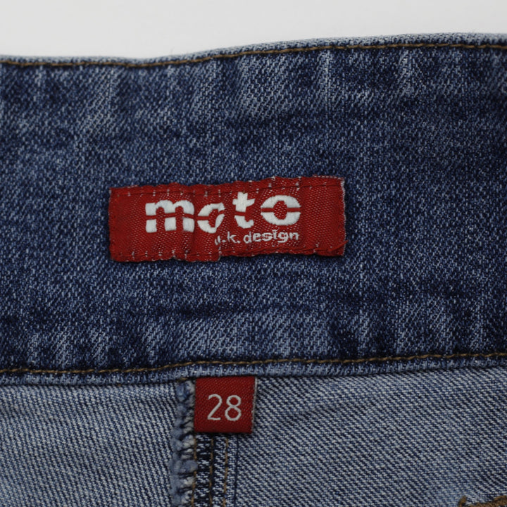 Y2K Ladies Moto Denim Shorts Blue Belted Style