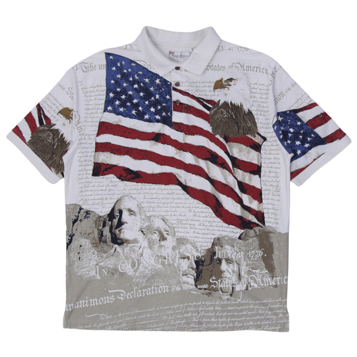Mens American Summer AOP USA Flag Polo T-Shirt