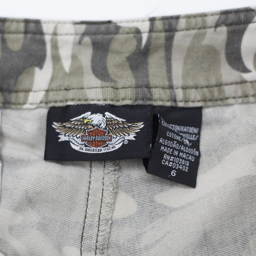 Ladies Harley Davidson Camouflage Cotton Workwear Utility Cargo Pants Size 6