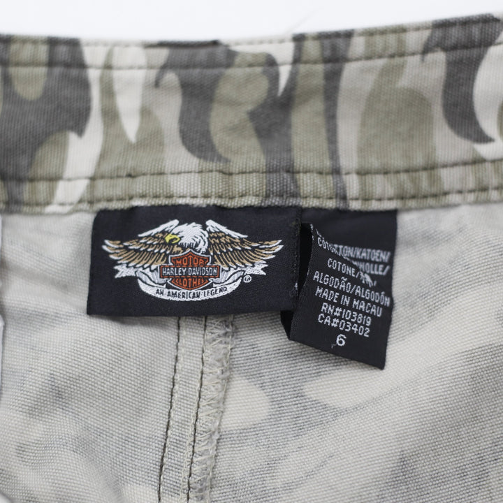Ladies Harley Davidson Camouflage Cotton Workwear Utility Cargo Pants Size 6