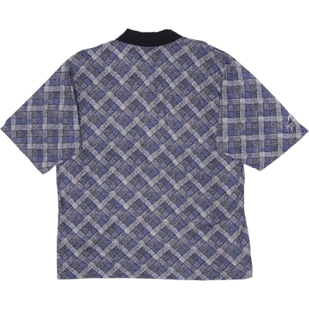 Mens Slazenger Polo Blue Checkered Short Sleeve Golf Casual