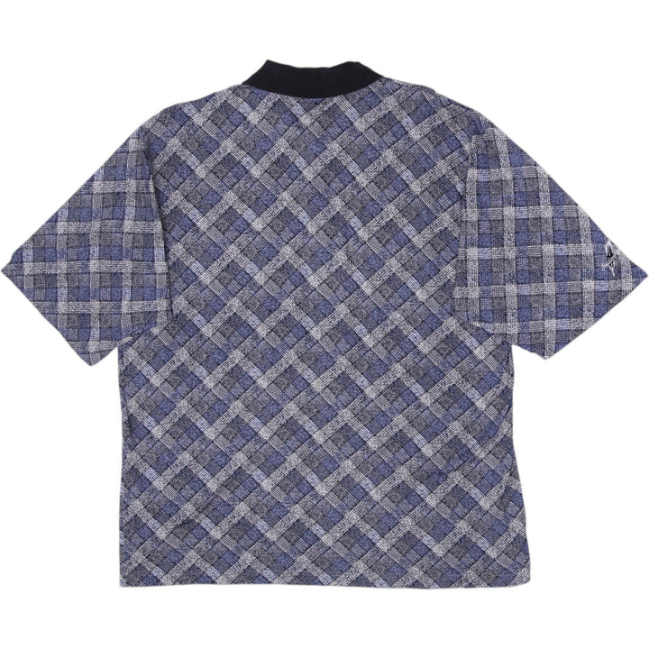 Mens Slazenger Polo Blue Checkered Short Sleeve Golf Casual