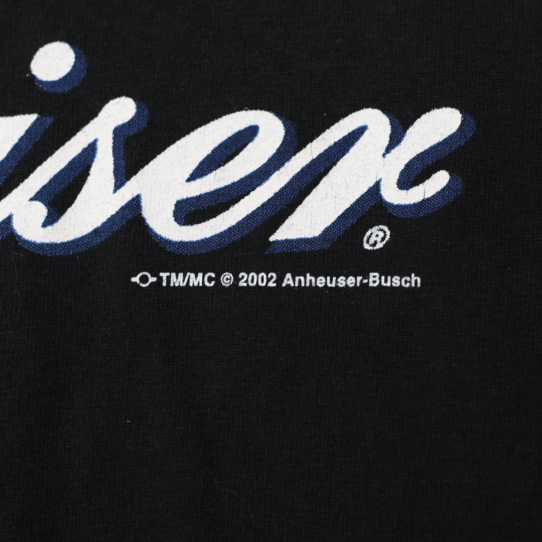 Vintage Mens Budweiser Motorcycle T-Shirt Black Graphic Print | Migration_T-Shirts - Detail View | Fashion Rerun