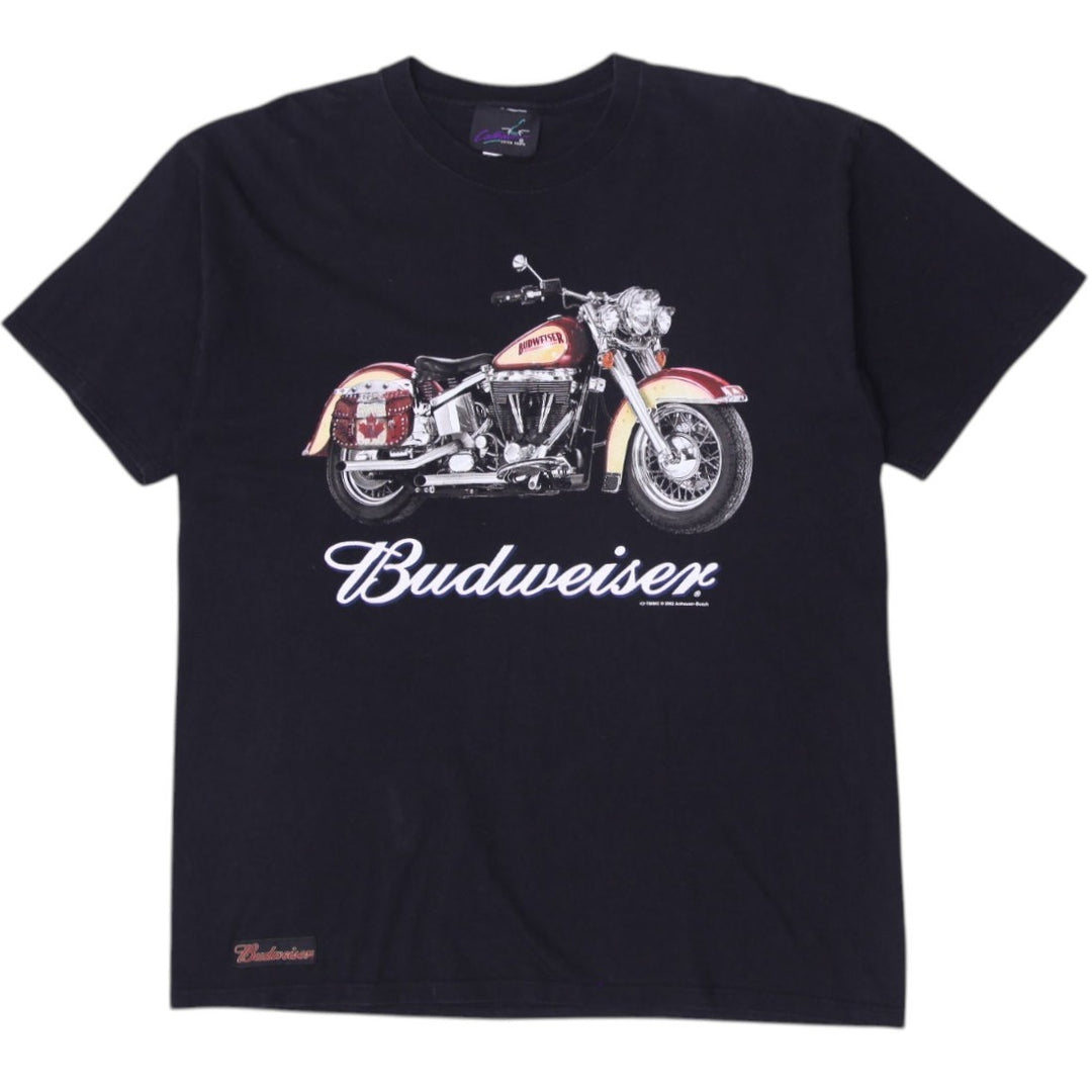 Vintage Mens Budweiser Motorcycle T-Shirt Black Graphic Print | Migration_T-Shirts | Fashion Rerun