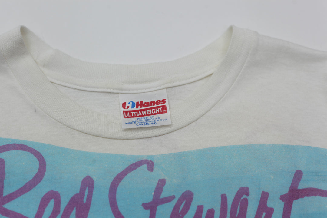 1991 Vintage Rod Stewart Vagabond Heart Tour T-Shirt S.Stitch Made in USA Hanes L