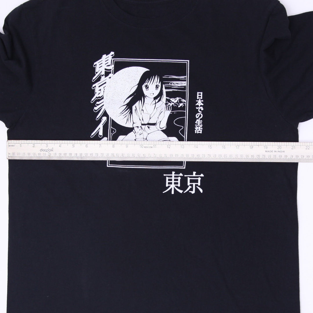 Mens Neon Riot Anime Girl Japanese Kanji T-Shirt Size L