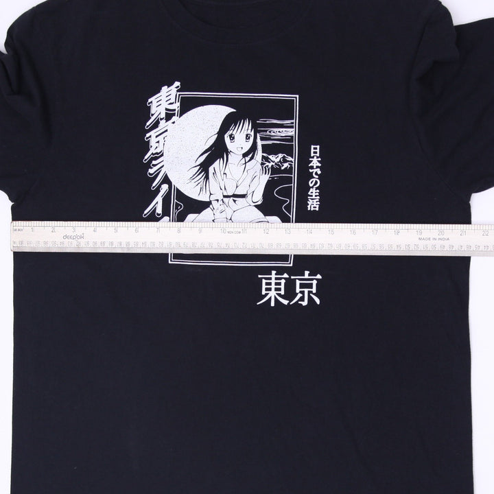 Mens Neon Riot Anime Girl Japanese Kanji T-Shirt Size L
