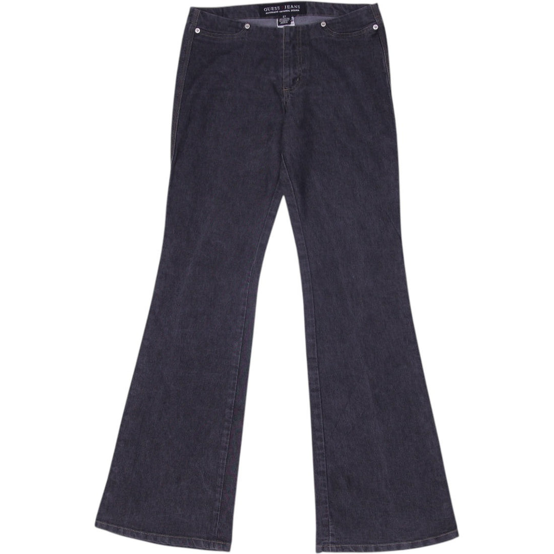 Y2K Ladies Guess Flare Jeans Black Denim Button Embellished | Migration_Jeans & Pants | Fashion Rerun
