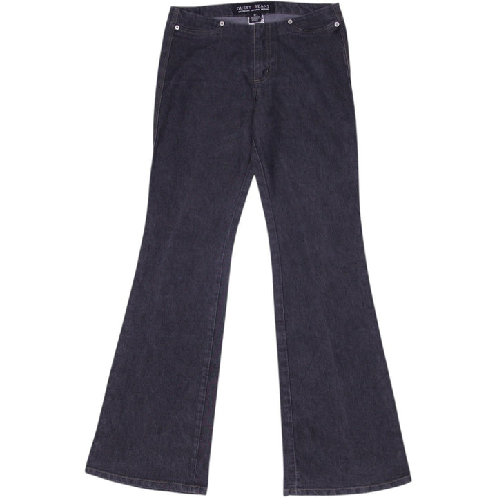 Y2K Ladies Guess Flare Jeans Black Denim Button Embellished | Migration_Jeans & Pants | Fashion Rerun