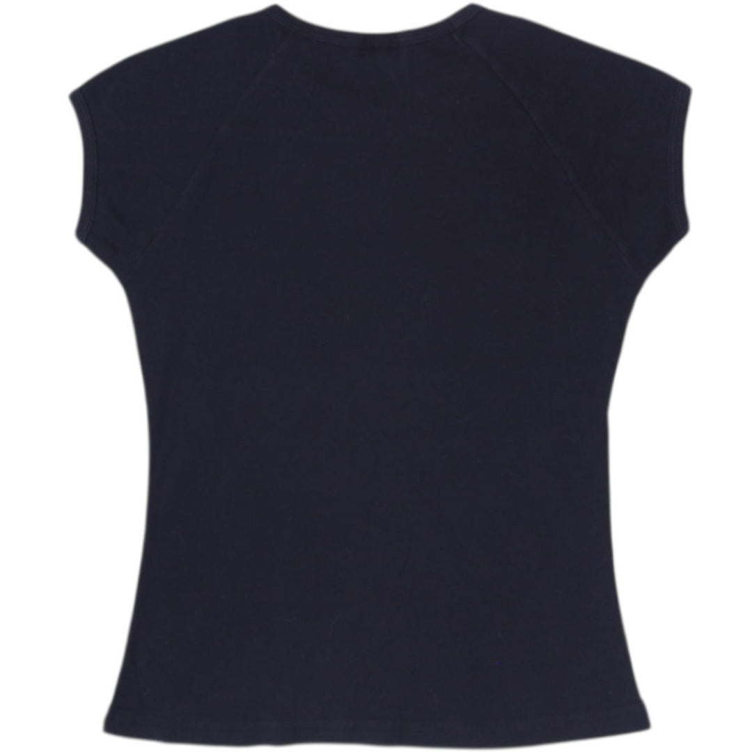 Y2K Sebastian Professional Black Rhinestone Cap Sleeve Baby Tee Top