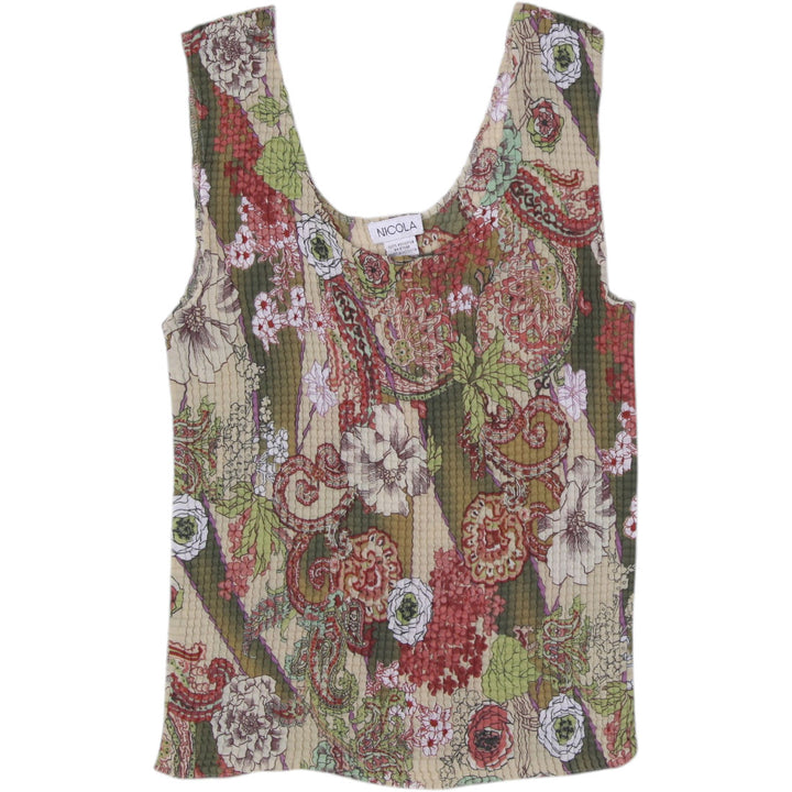 Y2K Ladies Nicola Floral Paisley Pleated Sleeveless Tank Top Size M