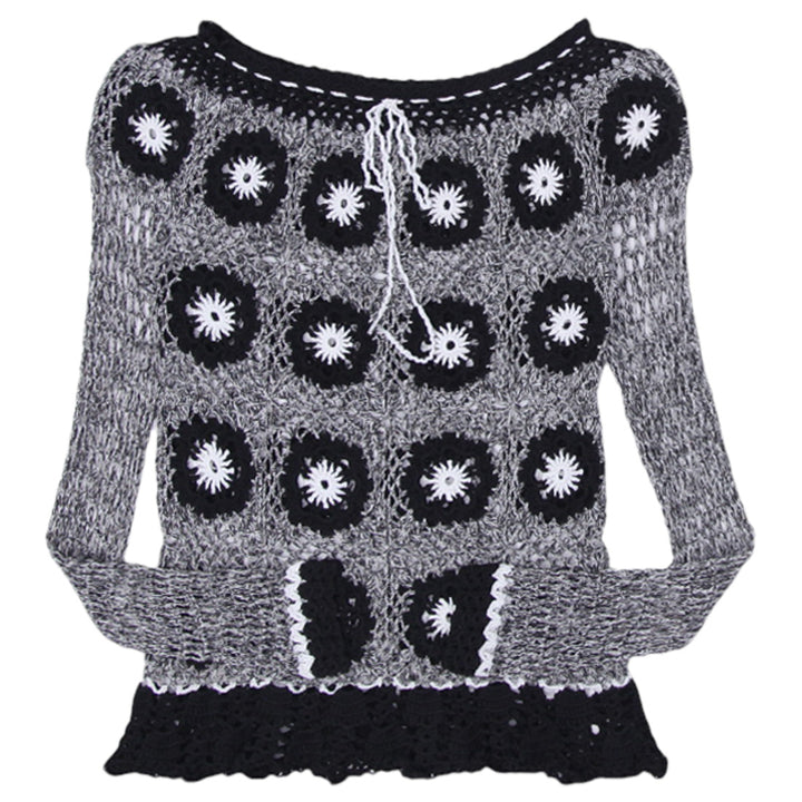 Ladies Long Sleeve Crochet Top