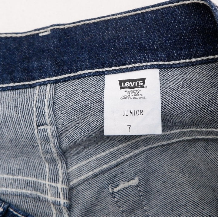 Vintage Youth Girls Levi's 3701 Denim Shorts Dark Blue High Waist | Migration_Shorts - Back View | Fashion Rerun
