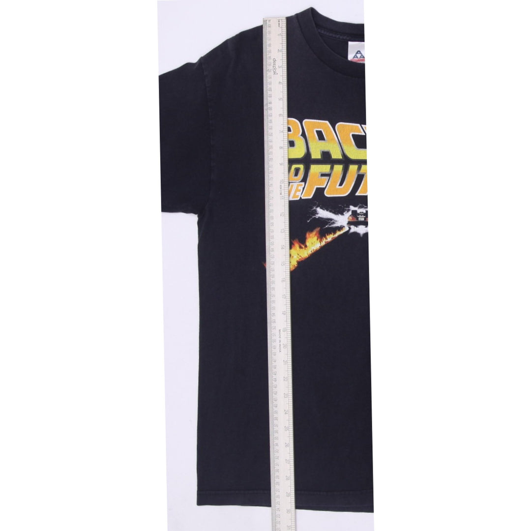 Vintage Back to the Future" Logo Flames Black Graphic T-Shirt Large