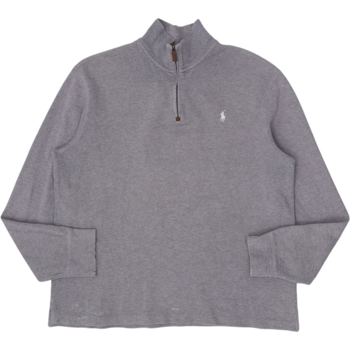 Mens Polo Ralph Lauren Sweater Gray 1/4 Zip Cotton Knitwear Size M