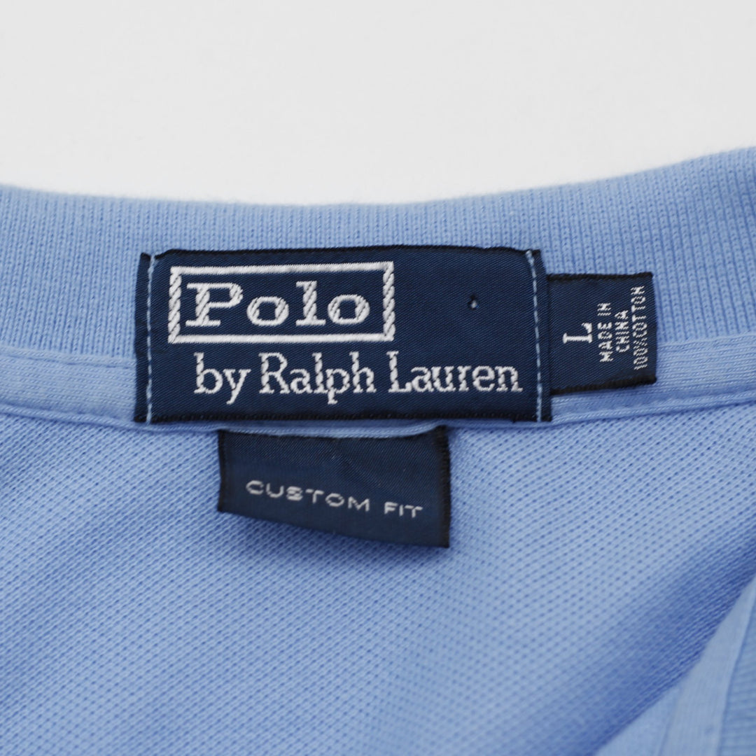 Mens Polo Ralph Lauren Custom Fit Blue Polo T-Shirt Classic Size L