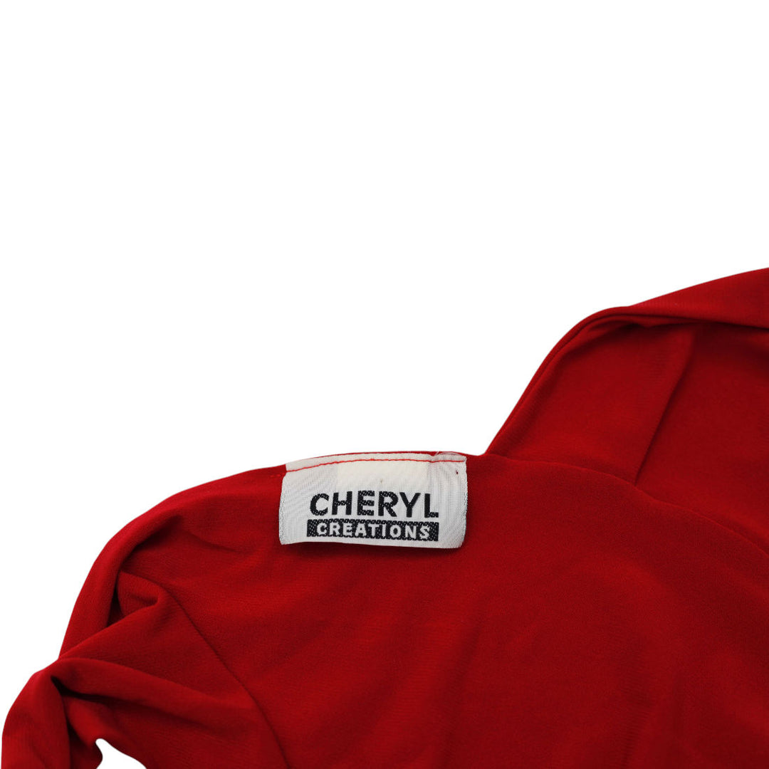 Y2K Ladies Cheryl Creations Red Ruched Halter Top with Stud Detail