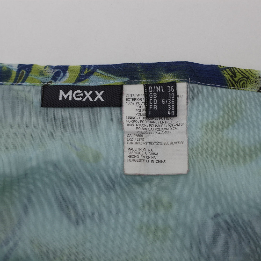 Y2K Ladies Mexx Abstract Paisley Asymmetrical Ruffle Midi Skirt Size L