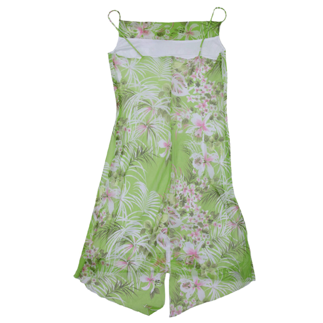 Y2K Ladies Fairweather Strappy Green Floral Cowl Neck Dress